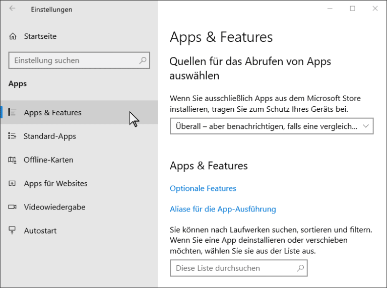 Einstellungen – Apps – Artur Weinhardt